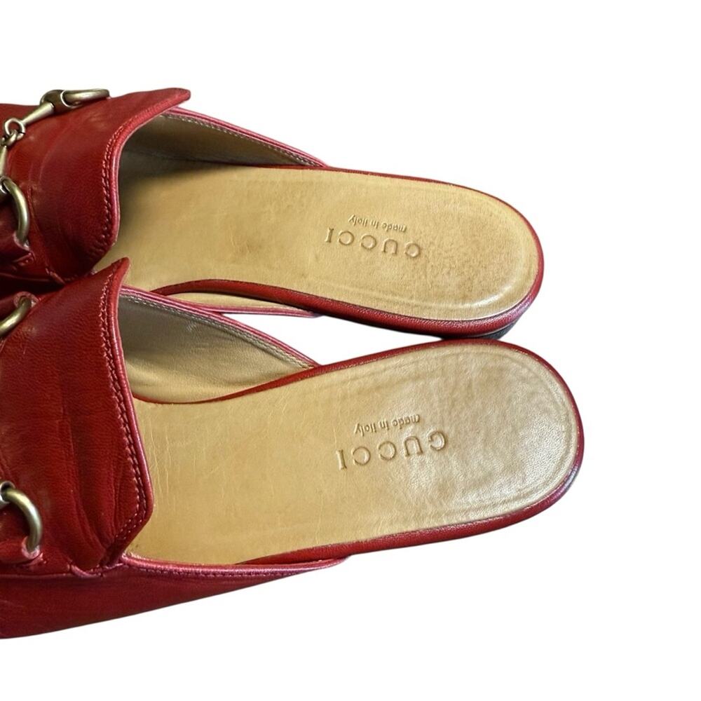 Gucci Princetown Red Leather Horsebit Slip On Iconic Mules Loafers EU 37 US 7 - Picture 7 of 14